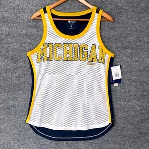 Michigan Wolverines Mesh Basketball Jersey Tank White Navy Large G-III 4Her